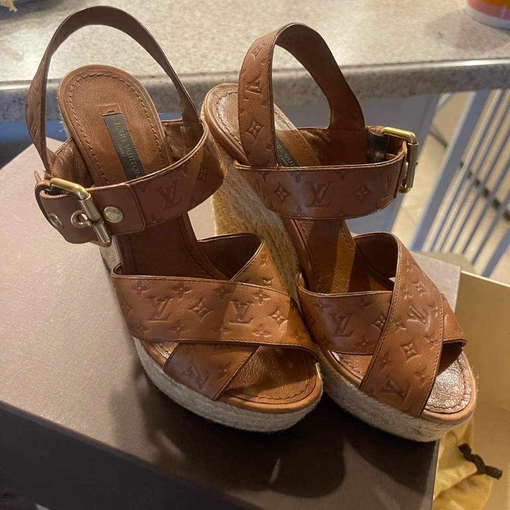 Louis Vuitton wedge sandals just worn few times
